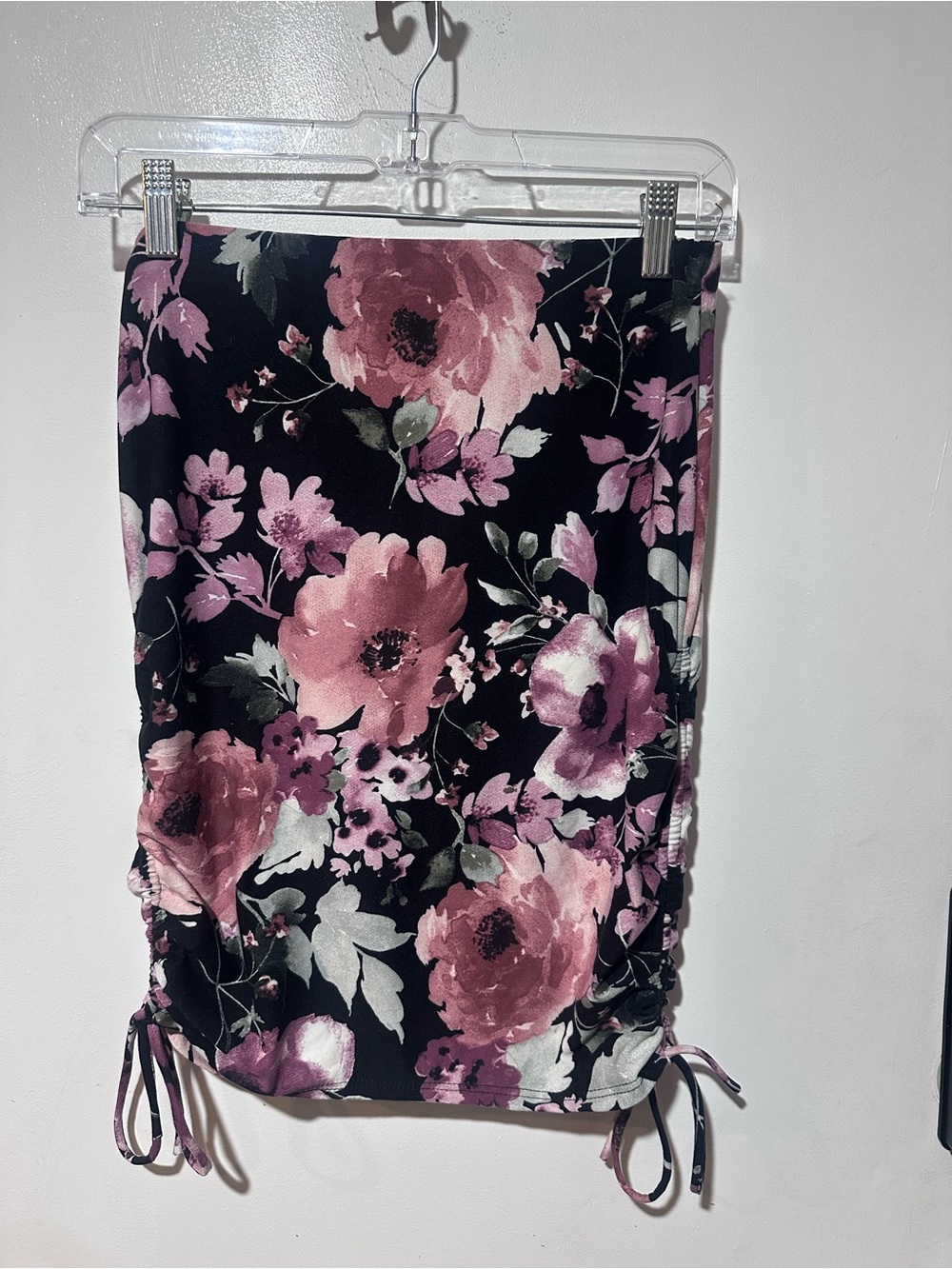 Windsor Black Mini Skirt with Pink Floral Print